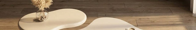 Spiti Wabi-Sabi Sculptural Japandi Coffee Table – Mid-Century Scandinavian Solid Wood Center Table for Living Room