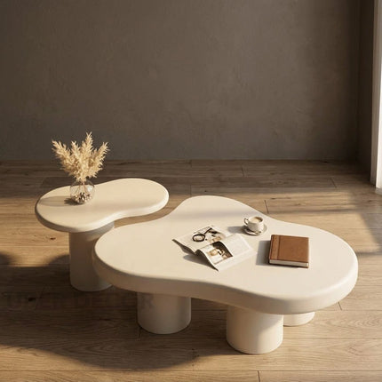 Spiti Wabi-Sabi Sculptural Japandi Coffee Table – Mid-Century Scandinavian Solid Wood Center Table for Living Room