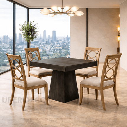 Velnox Hearth Rustic Modern Solid Wood Dining Table for Dining Room