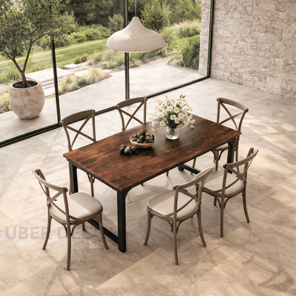 Homestead Forge Dining Table – Rustic Industrial Charm for Warm Gatherings