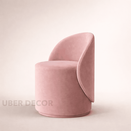 Royal Twirl Swivel Chair- Cute White Backrest Pouffe Chair for Bedroom & Makeup