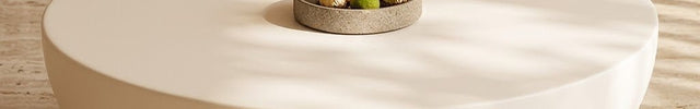 Hooghly Wabi-Sabi Japandi Round Low Profile Coffee Table – Minimalist Modern Center Table for Living Room