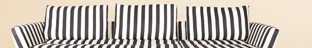 Wellington Modern Sectional Sofa with Chaise Black & White Striped Customizable Couch for Living Room