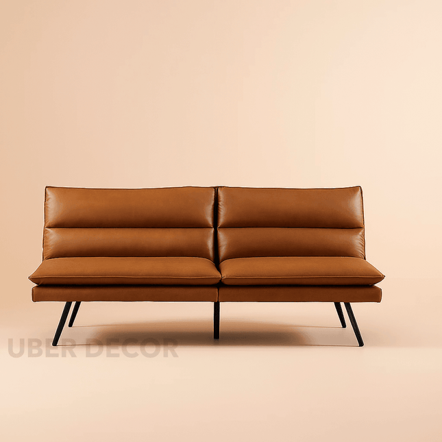 Istanbul Futon Sofa Bed- Premium Leather Design Futon Sofa Couch Convertible Bed for Home or Office