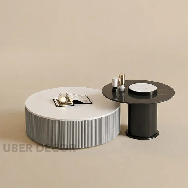 Tiber Oro Italian Luxury Round Coffee Table Tempered Glass Top High Gloss Finish Minimalist Centerpiece for Lounge and Living Suites