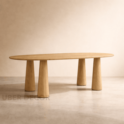 Lynne Haven Oval Dining Table Scandinavian Japandi Design Sculptural Tapered Legs Ideal for Dining Room