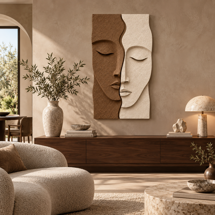 Serene Dual Face Japandi Wall Art Sculpture – Textured Abstract Relief for Bedroom, Living Room & Modern Interiors