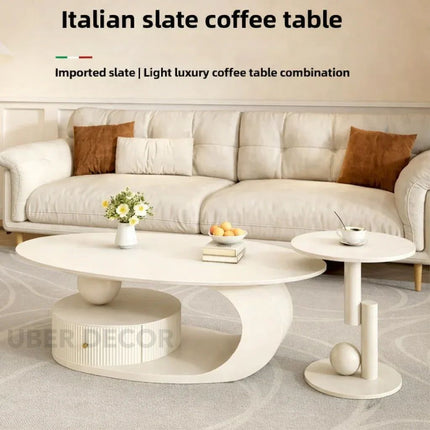 Lena Glide Nordic Coffee Table Versatile Rolling Design for Living Room and Bedroom