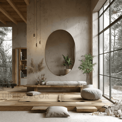 Glowza Frameless HD Mirror – Oval Wall Mirror with Minimalist Silhouette for Modern Natural Decor