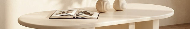 Jordan Shiro Japanese Minimalist Oval Coffee Table with Storage Shelf for Living Room Bedroom