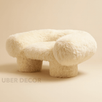 Cream Beige Fuzzy Boucle