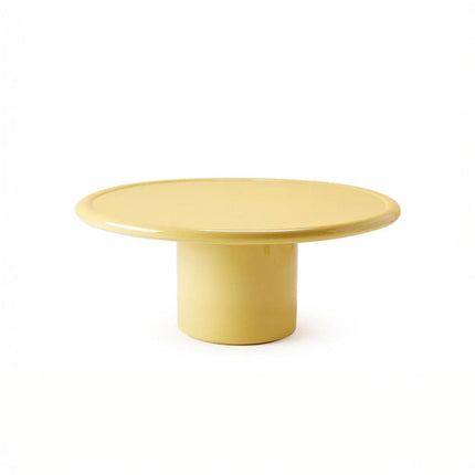 Piave Coffee Table, Modern Glossy Blue Round Minimalist Center Table with Pedestal Base for Living Room