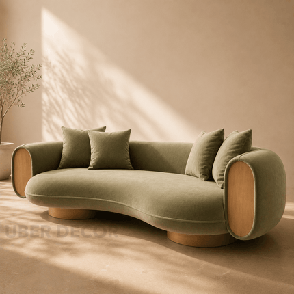 Verde Halo Sculptural Designer Sofa with Organic Curved Silhouette Customisable Luxury Statement Couch for Artistic Contemporary Interiors