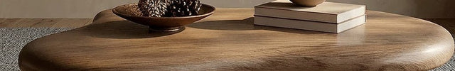 Ebro Drift Wabi-Sabi Japandi Coffee Table – Organic Mid-Century Solid Wood Center Table for Living Room