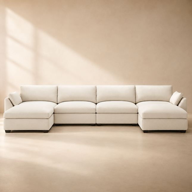Colmar U-Shaped Sectional Sofa Couch Modern Minimalist Contemporary Luxury Furniture for Lounge, Suite, and Family Living