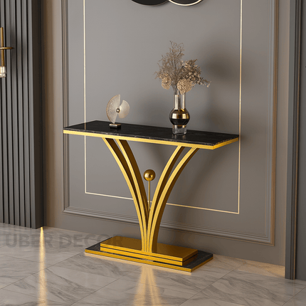 Aurion Wave Console Table – Custom Marble Top with Sculptural Arched Base Mid‑Century Modern Accent