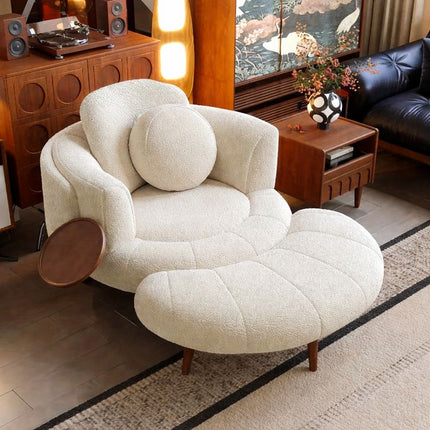 Vantara Accent Chair – Curved Comfort Seating with Integrated Coffee Table for Living Room and Lounge Spaces