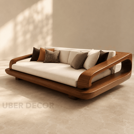 Toronto Luxury Wooden Sofa Sculptural Modern Couch for Living Room