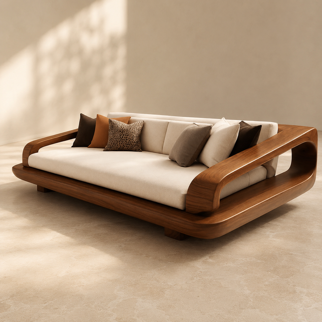 Toronto Luxury Wooden Sofa Sculptural Modern Couch for Living Room