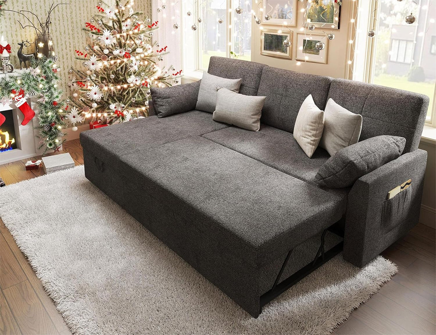 Tuscany Sleeper Sofa- Convertible Sofa Bed with Pull Out Couch with Storage Space for Bed Room, Guest Room or Living Room