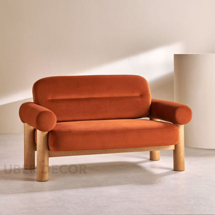 Metz Contemporary Accent Sofa with Cylindrical Armrests Customisable Designer Lounge Couch for Artistic Modern Interiors