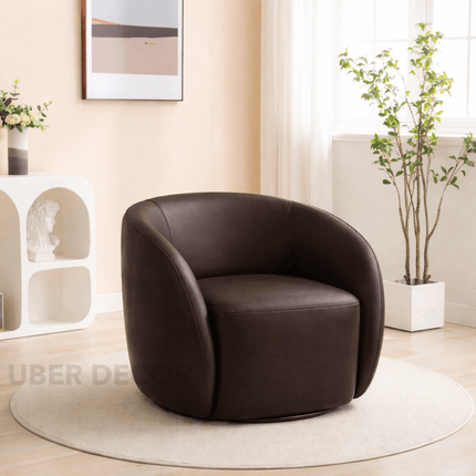 Aleris- Modern Upholstered 360 Degree Swivel Accent Barrel Arm Chair for Living Room or Office
