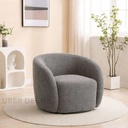 Aleris- Modern Upholstered 360 Degree Swivel Accent Barrel Arm Chair for Living Room or Office