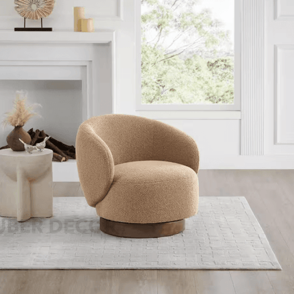 Amira Modern Fabric Swivel Accent Chair- Round Barrel Armchair Upholstered Chair for Bedroom, Reading, Waiting, Living Room