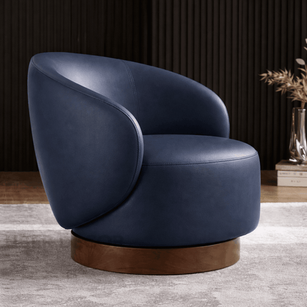 Amira Modern Fabric Swivel Accent Chair- Round Barrel Armchair Upholstered Chair for Bedroom, Reading, Waiting, Living Room
