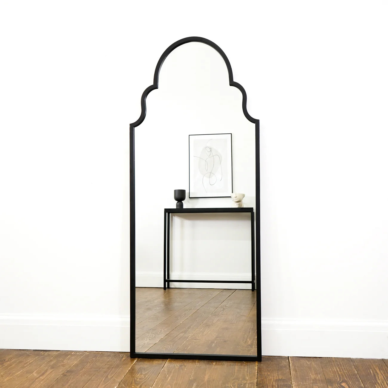 Venetian Arch Metal Framed Mirror Full Length Standing Floor Mirror for Bedroom or Living Room