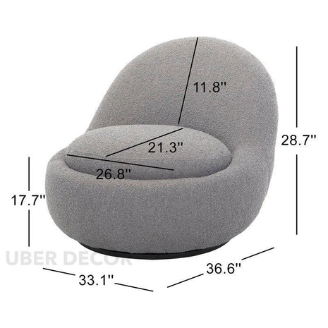 Alyra- Round Laid Back Upholstered Swivel Accent Lounge Chair for Office or Home - Uber Decor