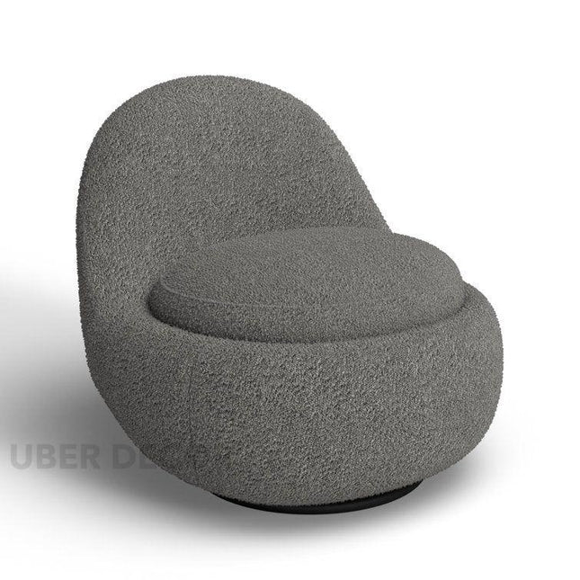 Alyra- Round Laid Back Upholstered Swivel Accent Lounge Chair for Office or Home - Uber Decor