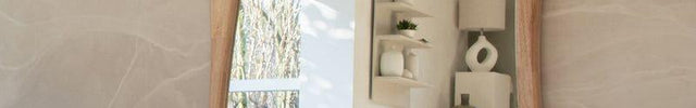Rowena Wavy Teak Wood Mirror – Sculptural Organic Full-Length Floor Mirror - Uber Decor