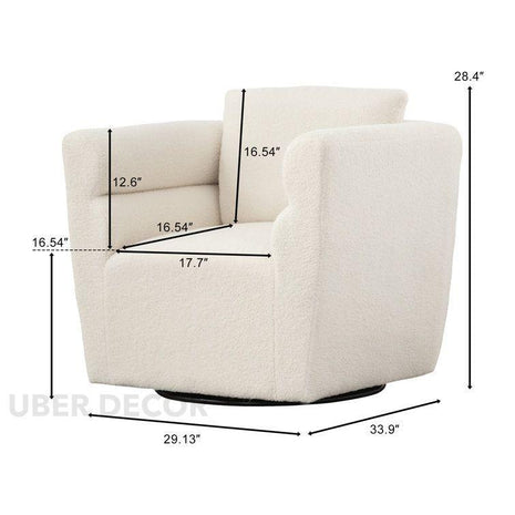 Celisse- Classic Wide Seat Boucle Upholstered 360 Revolving Swivel Arm Barrel Chair for Living Room - Uber Decor