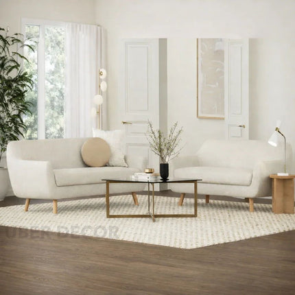 Aroha 2 or 3 Seater Curved Loveseat Modern Minimalist Sofa with Tapered Legs for Living Room