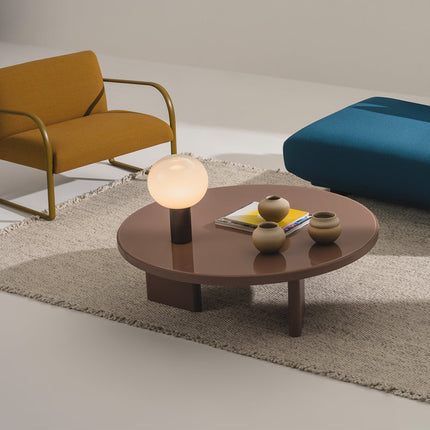 Potomac Modern Round Minimalist Glossy Center Table with Three-Panel Base for Living Room