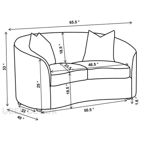 Elimi 65" 2-Seater Curved Couch – Organic Sofa for Living Room or Lounge - Uber Decor