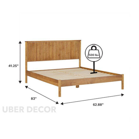 BirchRipple Contemporary Wooden Slat Platform Customisable Bed for Relaxed Interiors - Uber Decor