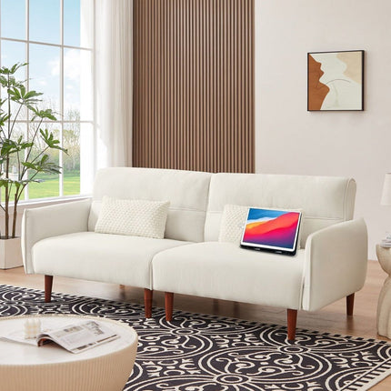 Dubai 81" Futon Sofa Bed - Oversized Convertible Tufted Futon Couch Bed for Living Room