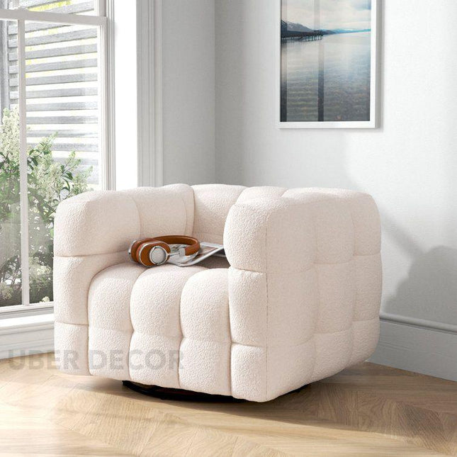 Bubli Accent Chair – Cubic Boucle Comfort | Designed for Living Room or Bedroom Spaces - Uber Decor