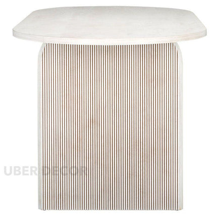 Nordis Flute Oval 6 Seater Dining Table Scandinavian Japandi Design Ash White Finish Fluted Base Legs Ideal for Dining Room - Uber Decor
