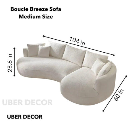 Boucle Breeze Curved Luxury Sofa - Elegant Boucle Couch for Modern Interiors- 1, 3, 5, 7 seater