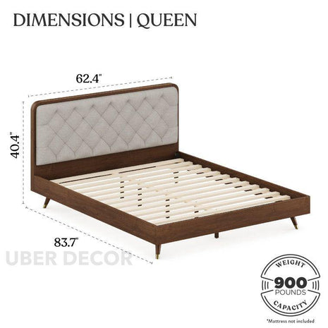 OakBliss Upholstered Diamond-Tufted Platform Bed for Luxe Bedrooms - Uber Decor