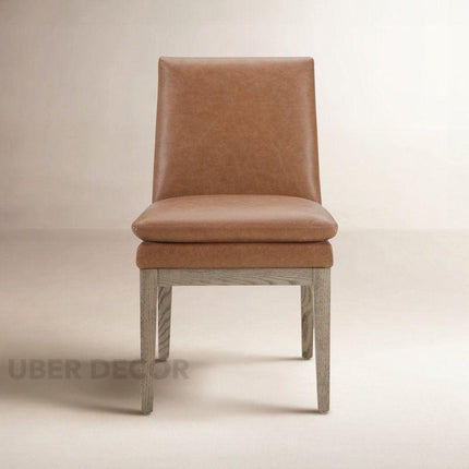 Lorin Modern Dining Chair Custom Made Minimal Design with Solid Wood Base Ideal for Dining Room Formal Dining Area - Uber Decor