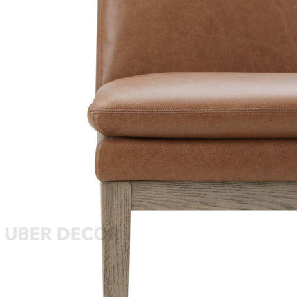 Lorin Modern Dining Chair Custom Made Minimal Design with Solid Wood Base Ideal for Dining Room Formal Dining Area - Uber Decor
