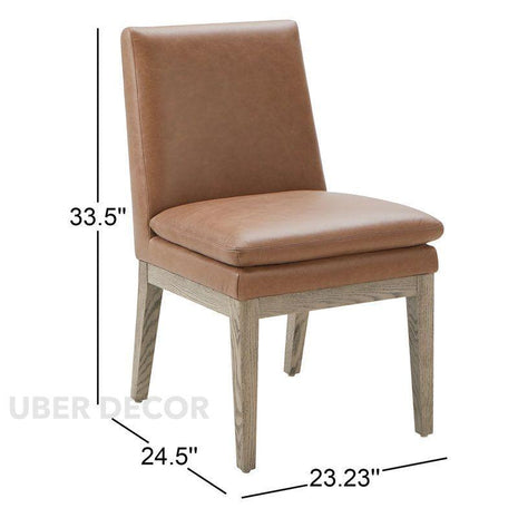 Lorin Modern Dining Chair Custom Made Minimal Design with Solid Wood Base Ideal for Dining Room Formal Dining Area - Uber Decor