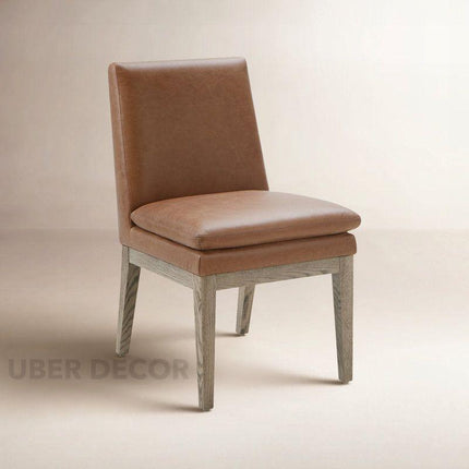 Lorin Modern Dining Chair Custom Made Minimal Design with Solid Wood Base Ideal for Dining Room Formal Dining Area - Uber Decor