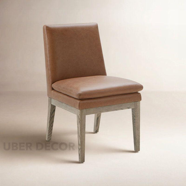 Lorin Modern Dining Chair Custom Made Minimal Design with Solid Wood Base Ideal for Dining Room Formal Dining Area - Uber Decor