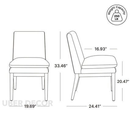 Cavara Contemporary Dining Chair Set of 2 Modern Solid Wood Base Custom Made Design Ideal for Dining Room Formal Dining Hall - Uber Decor