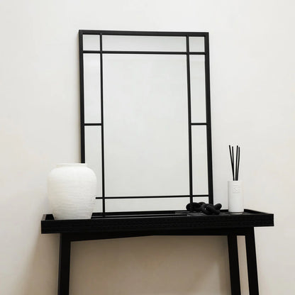 LumeView- Window Pane Style Rectangle Metal Framed Mirror for Dining Area, Foyer or Living Room